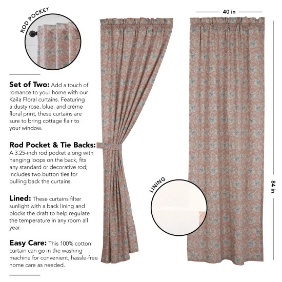 Top 10 π VHC Brands Kaila Floral Panel Set Of 2 84x40 π - Image 3