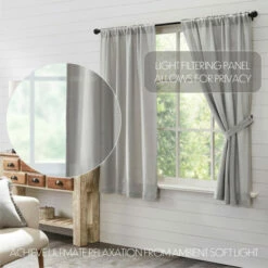 Buy 😉 VHC Brands Burlap Dove Grey Short Panel Set Of 2 63x36 💯