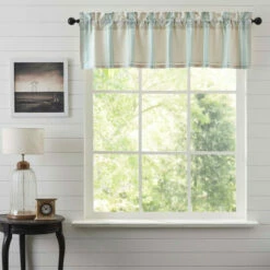 New ⭐ VHC Brands Grain Sack Aqua Valance 16x60 🎉