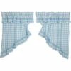 Discount 😉 VHC Brands Annie Buffalo Blue Check Ruffled Prairie Swag Set Of 2 36x36x18 😉