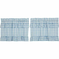 Best deal 💯 VHC Brands Annie Buffalo Blue Check Ruffled Tier Set Of 2 L24xW36 🛒