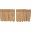 Hot Sale 😍 VHC Brands Tan Rustic Kitchen Curtains VHC Millsboro Tier Pair Rod Pocket Cotton Plaid 👍