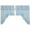 Cheapest 🤩 VHC Brands Annie Buffalo Blue Check Ruffled Swag Set Of 2 36x36x16 🌟