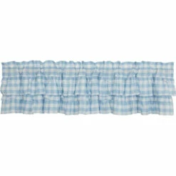 Brand new π€© VHC Brands Annie Buffalo Blue Check Ruffled Valance 16x72 π