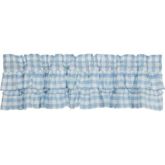 Promo π VHC Brands Annie Buffalo Blue Check Ruffled Valance 16x60 π