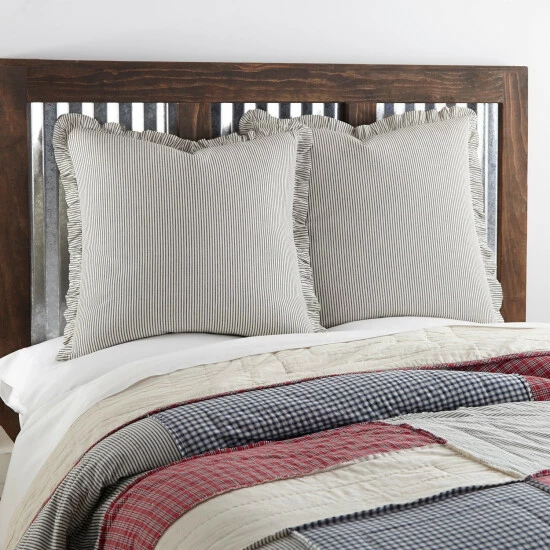 New π VHC Brands Hatteras Seersucker Blue Ticking Stripe Fabric Euro Sham 26x26 π - Image 3