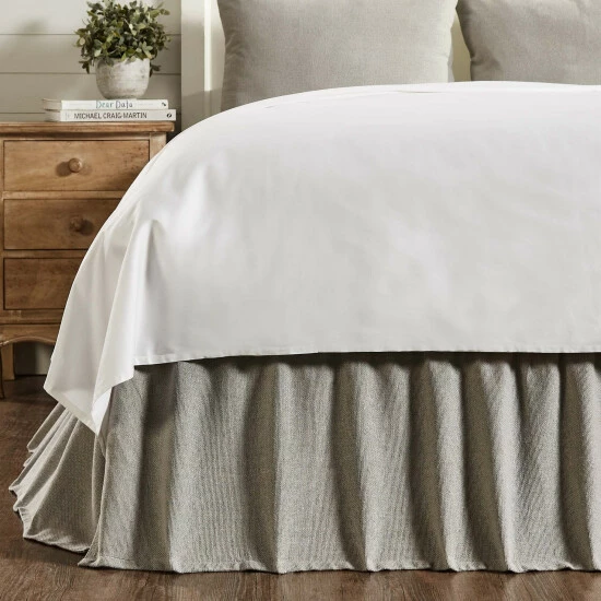 Best Sale β€οΈ VHC Brands Burlap Dove Grey Ruffled Queen Bed π Skirt 60x80x16 β - Image 2