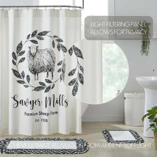 Best Pirce π₯° VHC Brands Sawyer Mill Black Sheep Shower Curtain 72x72 β