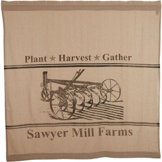 Budget π VHC Brands Sawyer Mill Charcoal Plow Shower Curtain 72x72 π - Image 2