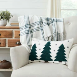 Buy 🤩 VHC Brands Pine Grove Plaid Embroidered Trees Pillow 14x22 🛒