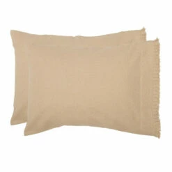 Cheap 😀 VHC Brands Burlap Vintage Standard Pillow Case W/ Fringed Ruffle Set Of 2 21x30 😍
