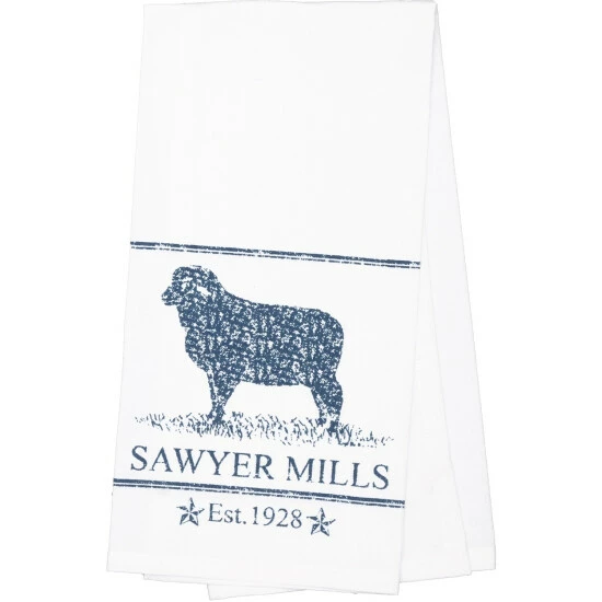 Best Sale π VHC Brands Sawyer Mill Blue Lamb Muslin Bleached White Tea Towel 19x28 - Tea Towel 28x19 π - Image 2