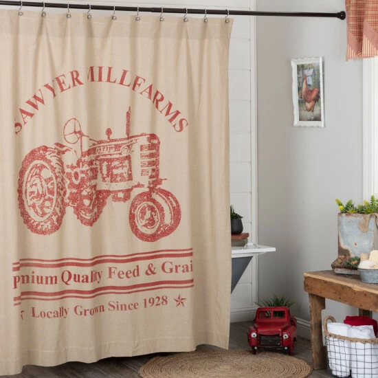 Cheapest π VHC Brands Sawyer Mill Red Tractor Shower Curtain 72x72 βοΈ