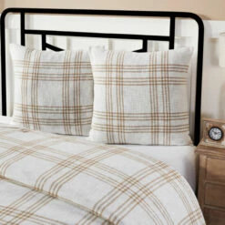 Outlet ⭐ VHC Brands Wheat Plaid Fabric Euro Sham 26x26 🌟