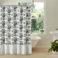 Discount 🧨 VHC Brands Annie Portabella Floral Ruffled Shower Curtain 72x72 😀