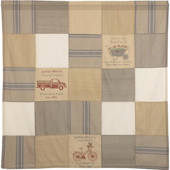 Hot Sale ✔️ VHC Brands Farmer's Market Stenciled Patchwork Shower Curtain 72x72 ✨ - Image 2