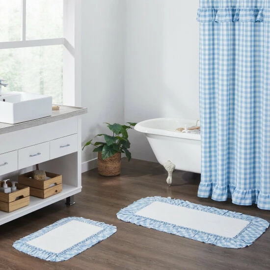 New π VHC Brands Annie Buffalo Blue Check Bathmat 27x48 π - Image 2