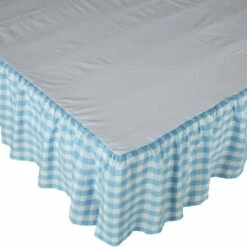 Hot Sale ✔️ VHC Brands Annie Buffalo Blue Check Twin Bed 👗 Skirt 39x76x16 🤩