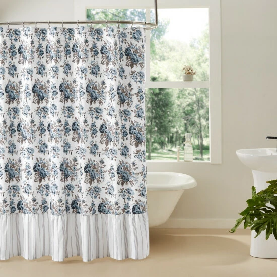 Deals π€© VHC Brands Annie Blue Floral Ruffled Shower Curtain 72x72 β