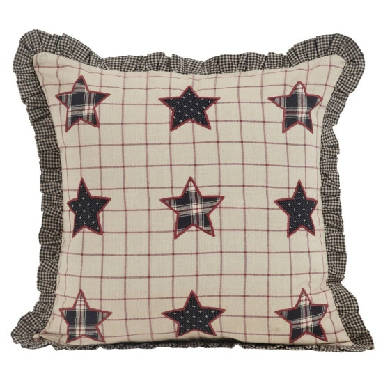 Best Sale π― VHC Brands Bingham Star Fabric Pillow With Applique Stars 16x16 π - Image 2