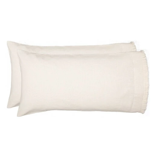 Top 10 π VHC Brands Burlap Antique White King Pillow Case W/ Fringed Ruffle Set Of 2 21x40 π - Image 2