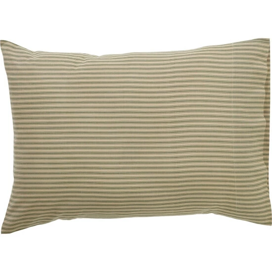 Best Sale π€© VHC Brands Prairie Winds Green Ticking Stripe Pillow Case Set Khaki/sage Green π - Image 3