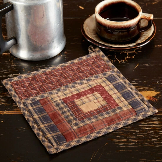 Top 10 π VHC Brands Red Rustic Tabletop Millsboro Pot Holder Loop Cotton Patchwork Pocket - 8x8 π
