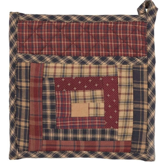 Top 10 π VHC Brands Red Rustic Tabletop Millsboro Pot Holder Loop Cotton Patchwork Pocket - 8x8 π - Image 4