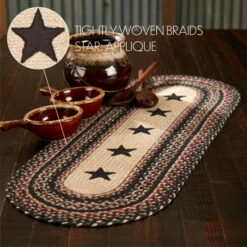 Buy ⌛ VHC Brands Colonial Star Jute Oval Runner 13x36 ⌛
