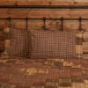 Cheapest ❤️ VHC Brands Brown Rustic Bedding VHC Prescott Block Border Pillow Case Set Of 2 Cotton Plaid Patchwork 🔔