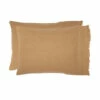 Discount 👍 VHC Brands Burlap Natural Standard Pillow Case W/ Fringed Ruffle Set Of 2 21x30 🧨