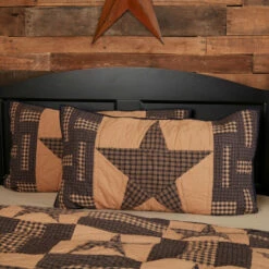 Cheap 🔔 VHC Brands Tan Primitive Bedding VHC Teton Star Sham Cotton Star Patchwork 💯