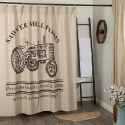 Budget 💯 VHC Brands Sawyer Mill Charcoal Tractor Shower Curtain 72x72 🛒