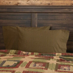 Top 10 👏 VHC Brands Tea Cabin Green Plaid Pillow Case Set Moss Green/muted Chartreuse/navy ✨