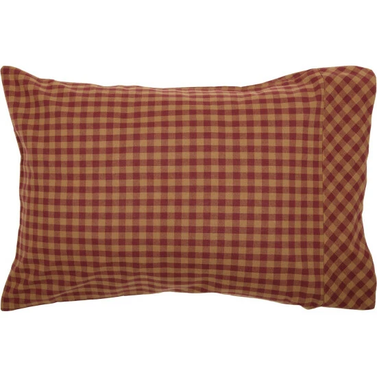 New π VHC Brands Burgundy Check Standard Pillow Case Set Of 2 21x30 𧨠- Image 3