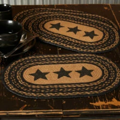 Brand new β¨ VHC Brands Farmhouse Jute Placemat Stencil Stars Set Of 6 12x18 - Placemat 12x18 π₯°