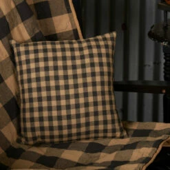 Brand new 👍 VHC Brands Black Check Fabric Pillow 12x12 🧨
