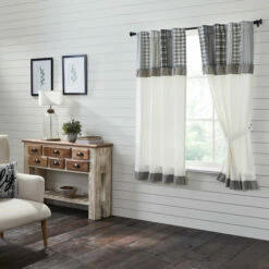 Coupon ✨ VHC Brands Sawyer Mill Black Short Panel With Attached Valance Set 63x36 - M 🛒