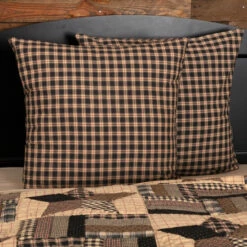 Best Sale ⭐ VHC Brands Black Americana Bedding VHC Bingham Star Euro Sham Cotton Plaid ✨