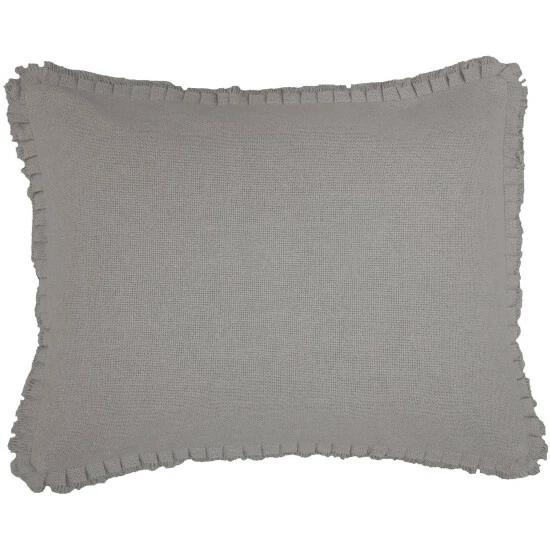 New β€οΈ VHC Brands Burlap Dove Grey Standard Sham W/ Fringed Ruffle 21x27 π₯ - Image 3