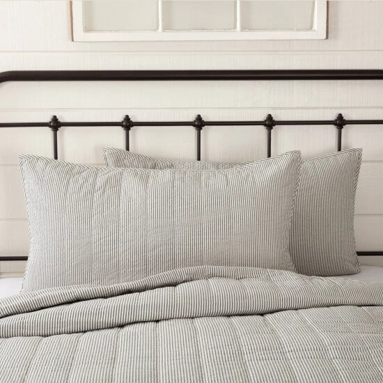 Budget π VHC Brands Hatteras Seersucker Blue Ticking Stripe King Sham 21x37 β - Image 3