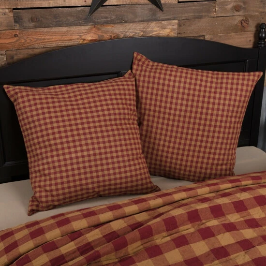 Cheapest π VHC Brands Primitive Bedding VHC Check Euro Sham Cotton Khaki / Raven π - Image 5