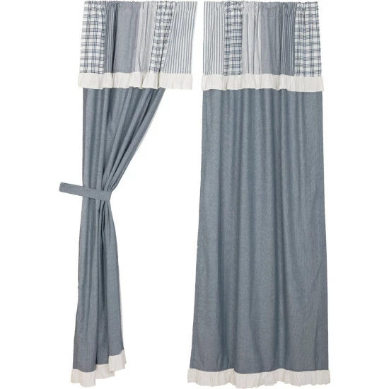 Discount π₯° VHC Brands Sawyer Mill Patchwork Panel With Valance Set - Panel 84x40 Khaki/charcoal Grey/dark Creme π - Image 4