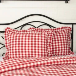 Budget ✨ VHC Brands Annie Buffalo Red Check Ruffled Standard Sham 21x27 👏