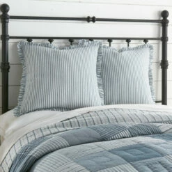 New ⭐ VHC Brands Sawyer Mill Ticking Stripe Euro Sham ✨