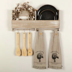 Best deal ⭐ VHC Brands Sawyer Mill Charcoal Windmill Button Loop Kitchen Towel Set Of 2 - Kitchen Towel 6.5x18 🧨