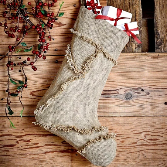 Hot Sale π VHC Brands Burlap Natural Reverse Seam Stocking 11x15 - Stocking 11x15 π - Image 2