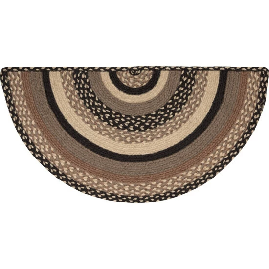 Hot Sale π VHC Brands Sawyer Mill Charcoal Jute Rug Half Circle W/ Pad 16.5x33 π―