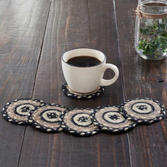 Cheapest π VHC Brands Sawyer Mill Charcoal Creme Jute Coaster Set Of 6 π€©