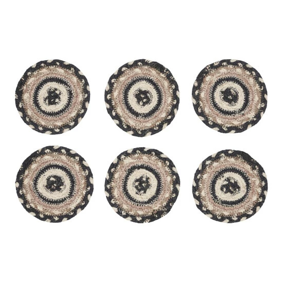 Cheapest π VHC Brands Sawyer Mill Charcoal Creme Jute Coaster Set Of 6 π€© - Image 2